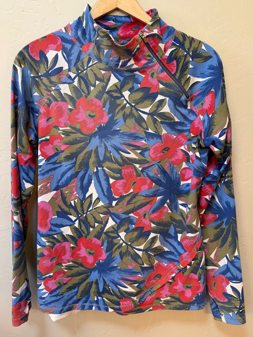 Coolibar Surfside Rashgaurd Long Sleeve UPF 50 Floral Womens Size Medium Golf